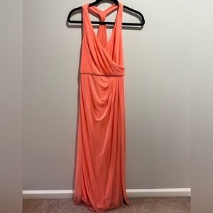 David’s Bridal coral pink bridesmaid dress in size 4
